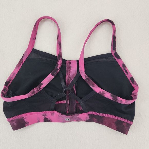Lululemon Sweaty Endeavor Bra Blooming Pixie Raspberry Black Size 6 Run Support - Picture 2 of 7